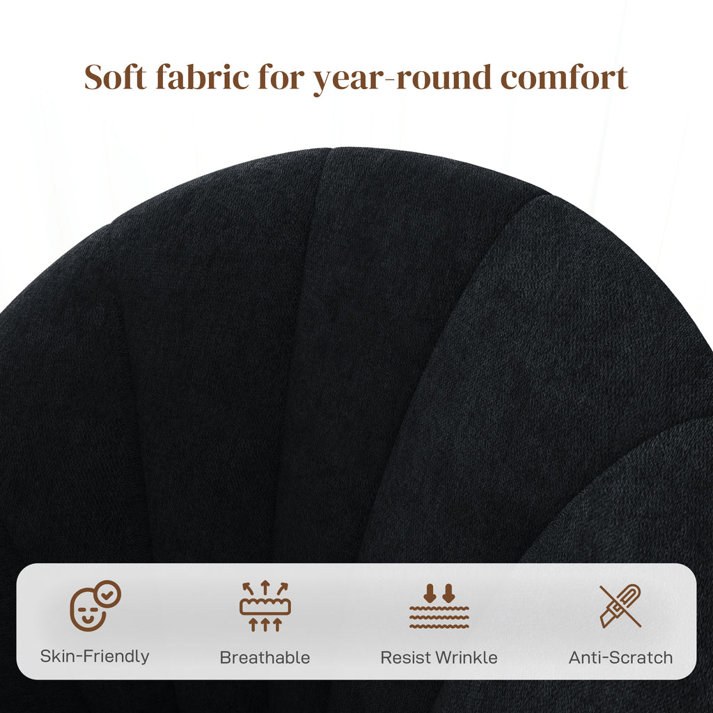 Skylar Modern Dining Chairs Set of 4, Upholstered Dining Room Chairs with Metal Legs, Shell Backrest, Padded Seat, Black