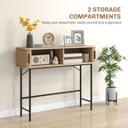 Julian Modern-Mid-Century Narrow Entryway/Console Table with Storage-Oak