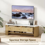 Colby Modern TV Stand with Marble-Effect Top and Storage Drawers-Natural