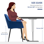 Robbie Blue Dining Chairs Set of 2, Upholstered Linen Fabric Accent Chairs with Metal Legs, Dark Blue