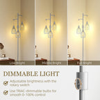 Carmen Dimmable Floor Lamp with 3 Hanging Wire Lampshades-Silver