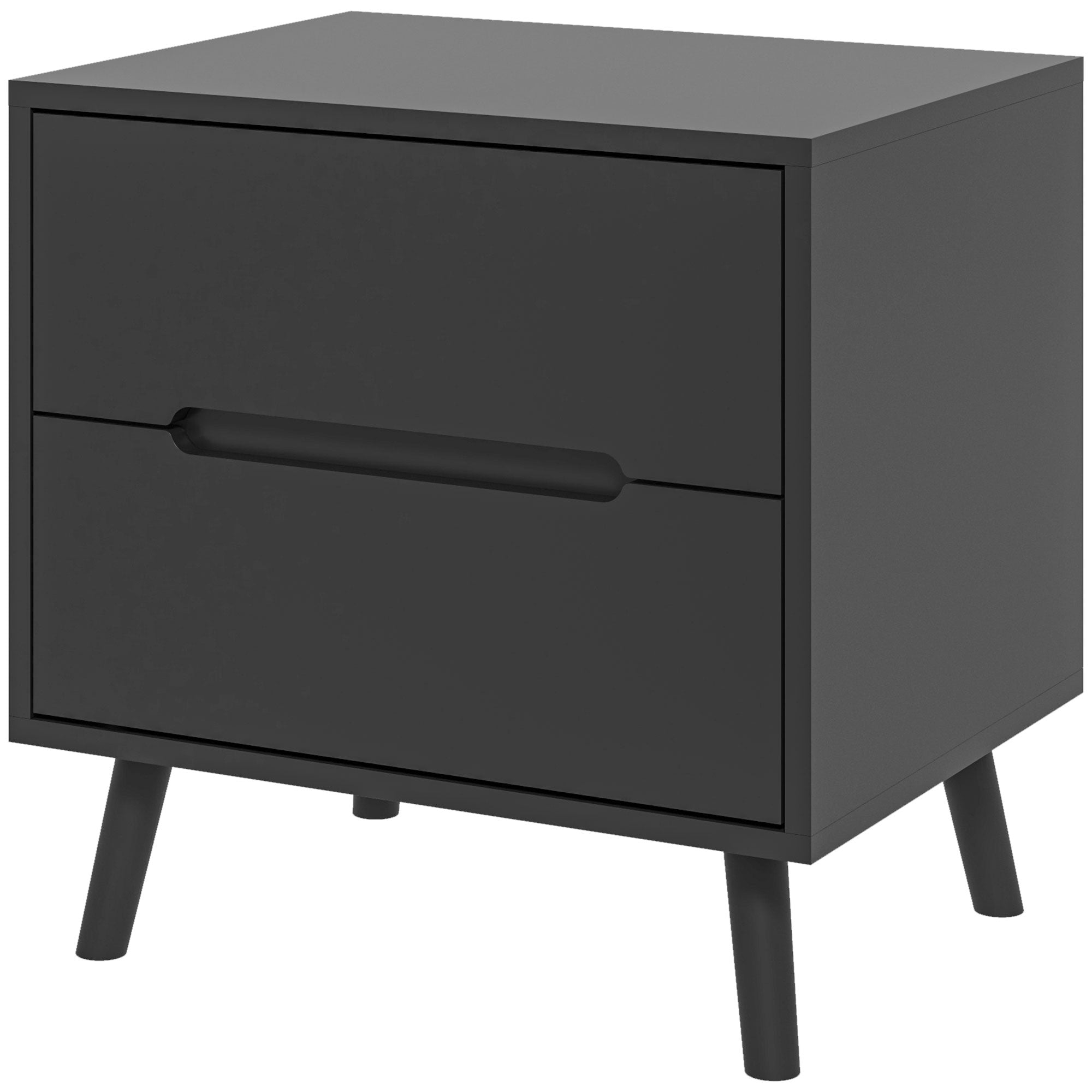 Willow Modern Nightstand with 2 Drawers, Bed End Table with Solid Wood Legs for Bedroom