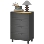 Taylor Chest for Bedroom with 4 Drawers, Chest of Drawers with Solid Wood Legs for Closet, Living Room, Entryway, Black
