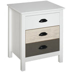 Accent Table Storage Cabinet with 3 Drawers Wooden Bedside Table Night Stand, Home Furniture