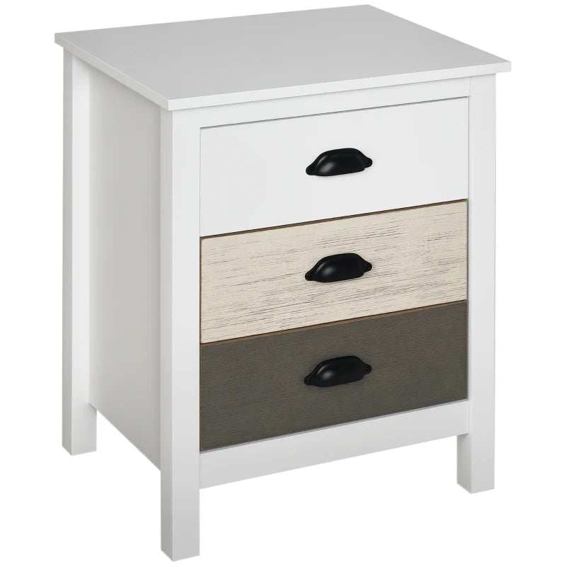 Accent Table Storage Cabinet with 3 Drawers Wooden Bedside Table Night Stand, Home Furniture