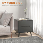 Willow Modern Nightstand with 2 Drawers, Bed End Table with Solid Wood Legs for Bedroom