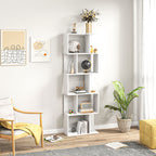 Nevada Modern 5-Tier Geometric S-Shaped Bookcase-White