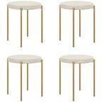 Noel Backless Round Dining Chairs, Modern Stacking Stools Set of 4, Kitchen Chairs with Metal Legs, Cream White
