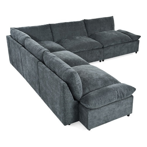 Jewel 115.5" Modular Deep Gray Sectional Sofa with Storage &