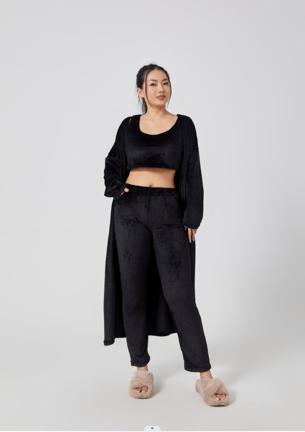 Cozy 3‑Piece Pajama Lounge Set – Soft, Fluffy & Stylish Winter Loungewear for Women
