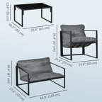 Alfie 4 Piece Patio Conversation Set with Tempered Glass Table-Grey