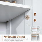 Denver 71" Kitchen Pantry Buffet with Hutch Storage Cabinet Microwave Oven Stand with Drawer, White, Oak