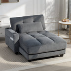 RODRI 58" Chaise Lounge-Indoor, Oversized Corduroy Sofa Bed with 2 Cup Holders, Pillow, Deep Seat Sleeper Couch, Dark Grey