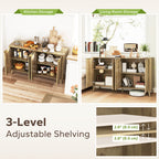 Rory 55" Buffet Cabinet, Modern Sideboard with 4 Fluted Doors and 2 Adjustable Shelves for Kitchen, Living Room, White