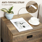 Wallace Nightstand with Storage, Retro Bedside Table, Side Table with 2 Drawers, Steel Frame for Bedroom, Coffee