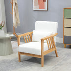 River Accent Upholstered Lounge Chair with Rubber Wood Frame-Cream White