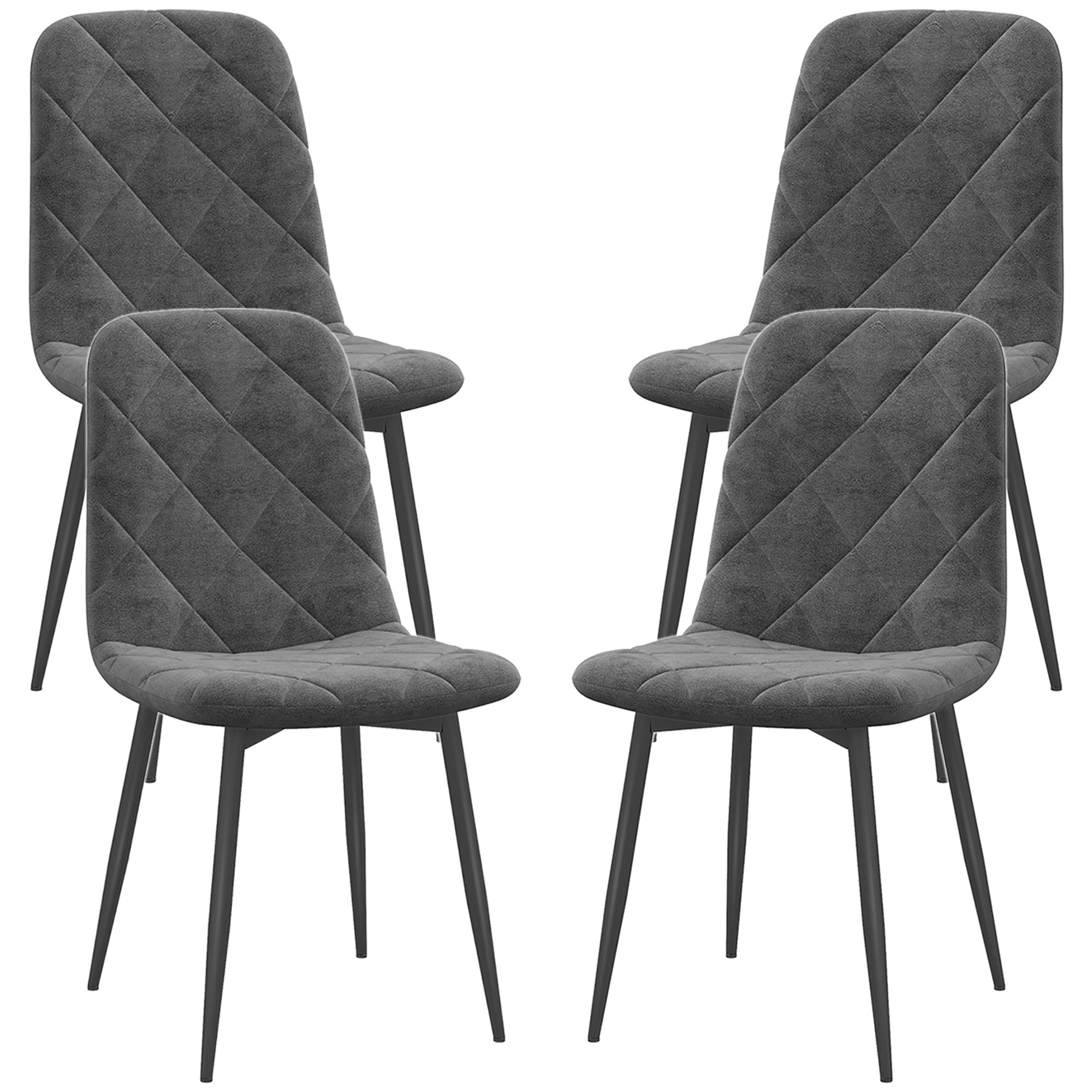 Arbor Dining Chairs Set of 4, Upholstered Dining Room Chairs with Steel Legs, Modern Kitchen Chair for Dining Room, Grey