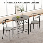 Mason Dining Table Set of 3, 31.5" Kitchen Table and Chairs Set for 2 with Shelf, for Small Space, Dining Room, Living Room
