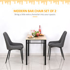 Blake PU Leather Kitchen Chairs, Modern Dining Chairs Set of 2 with Diamond Tufting and Steel Legs for Dining Room, Grey