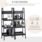 Keegan Set of 2, 4 Tier Ladder Shelf Bookcase/Multi-Use Display Rack for Home Office or Living Room-Black