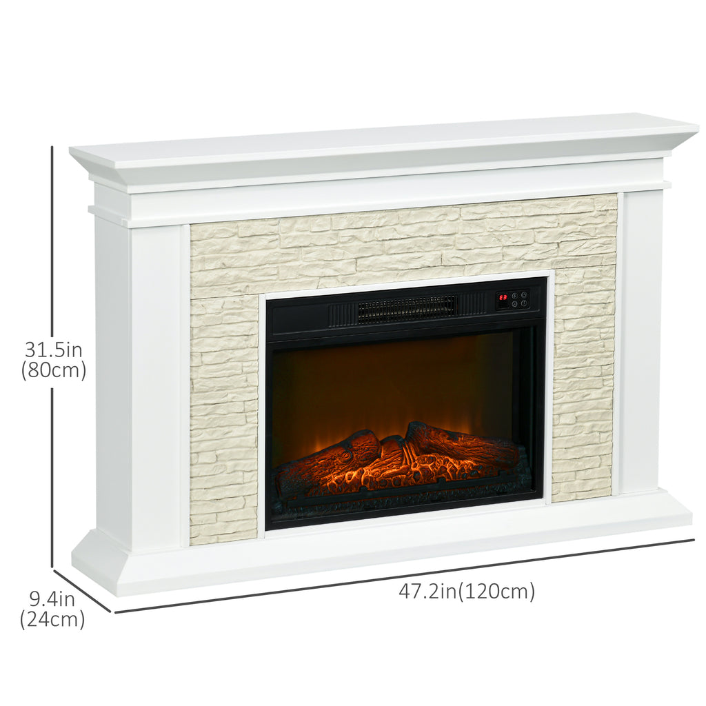 Freestanding fireplace heater with remote control and realistic flame effect