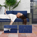 Brooke 4 Pieces Rattan Wicker Outdoor Conversation Furniture Set with Center Table-Blue