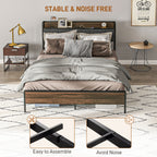 Robin Full Size Bed Frame with Charging Station