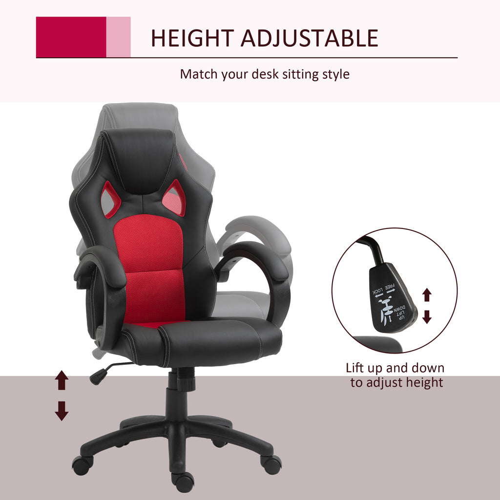 Foster Gaming Chair Office Chair Computer Desk Gamer Chair with Swivel Wheels, Padded Headrest, Tilt Function, Red