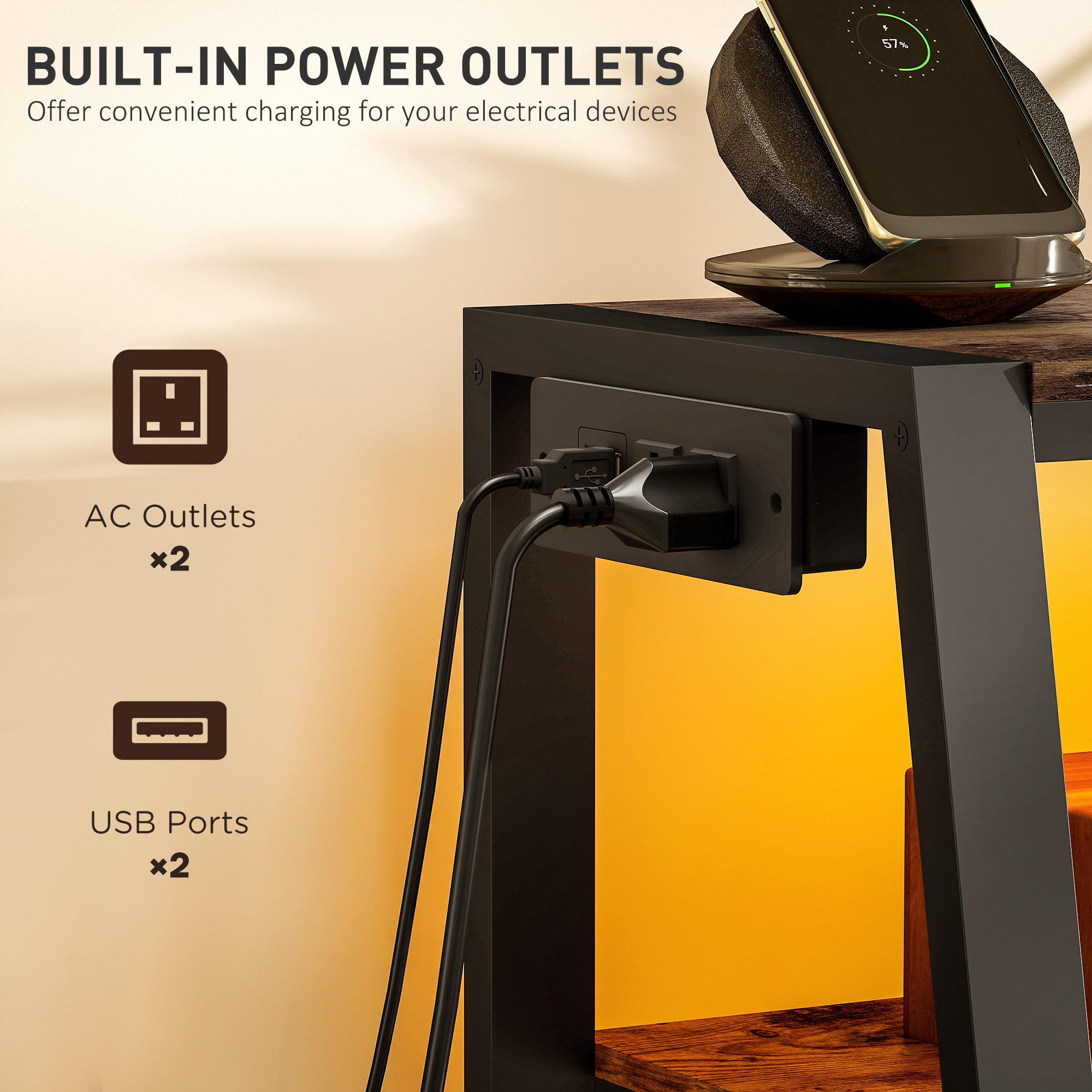 Bay TV Stand with Mount and Power Outlet, Swivel TV Stand Mount with LED Lights for 32-70 Inch TVs for Living Room, Bedroom