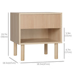 Laura Modern Bedside Table with Drawer and Open Shelf, Sofa Side Table for Bedroom Living Room, Natural