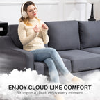Drew Modern 3 Seater Linen Upholstered Sofa-Charcoal Grey