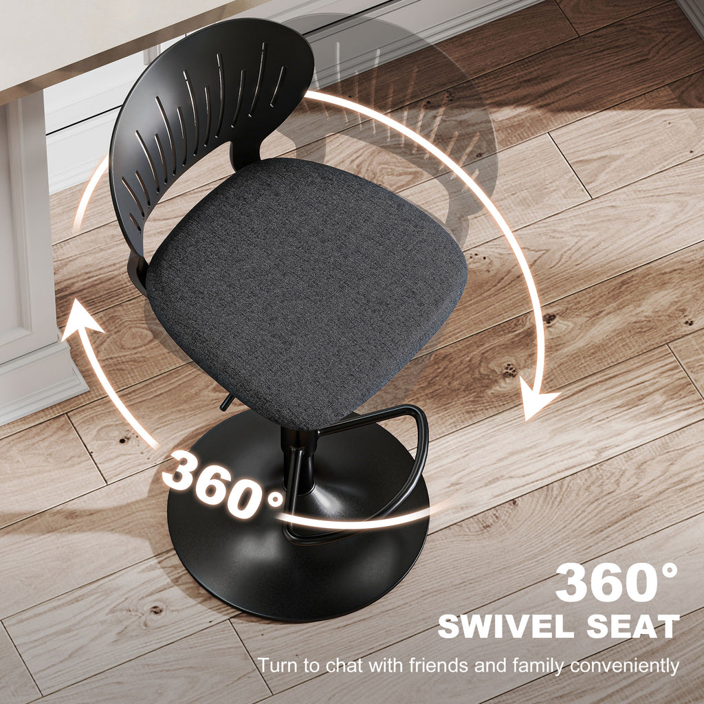 Carter Modern Adjustable and Swivel Seat Counter/Bar Height Stools-Set of 2-Black