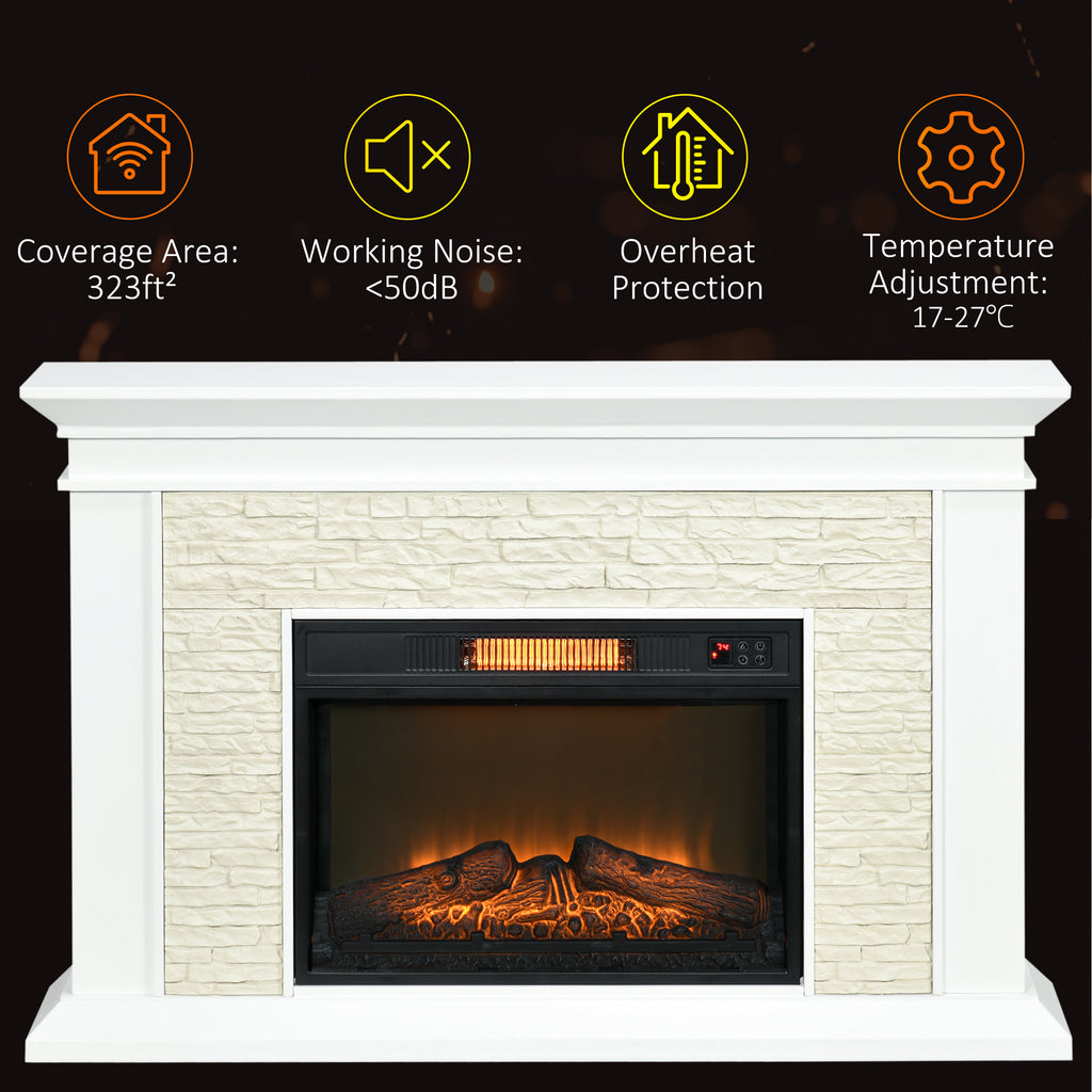 Freestanding fireplace heater with remote control and realistic flame effect