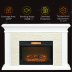 Freestanding fireplace heater with remote control and realistic flame effect