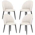 Skylar Modern Dining Chairs Set of 4, Upholstered Dining Room Chairs with Metal Legs, Shell Backrest, Padded Seat, Cream White