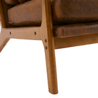 Dale Mid‑Century Modern Leisure Chair – High‑Back Solid Wood Armchair with Bronzing Cloth Upholstery (Orange)