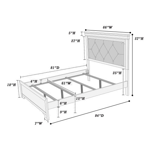 Dark Gray Faux Leather Tufted Queen Bed with LED — Modern Luxury for Your Bedroom