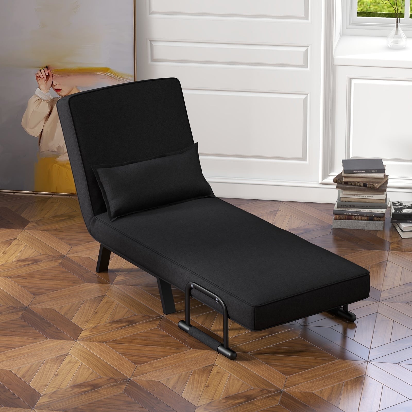 Jade 6‑Position Convertible Sleeper Chair – Black | 4‑in‑1 Folding Sofa Bed for Small Spaces