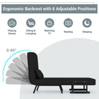 Jade 6‑Position Convertible Sleeper Chair – Black | 4‑in‑1 Folding Sofa Bed for Small Spaces