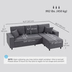 Ronny Reversible Sectional with Changeable Chaise- Charcoal Grey