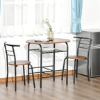 Foden Dining Table Set of 3, 31.5" Kitchen Table and Chairs Set for 2 with Shelf, for Small Space, Dining Room, Living Room-Natural Brown