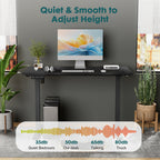 Electric Adjustable Height Standing Desk – Sit‑to‑Stand Splice Board Computer Table with Hooks & Cable Port for Home Office