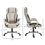 Fisher Office Chair PU Leather Executive on Rolling Wheels Task Computer Height Adjustable Swivel Ergonomic, Beige and Black