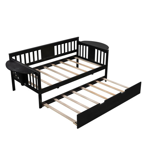 Twin Size Wooden Daybed with Twin Trundle-3 Colour Options