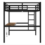 Full Size Metal Loft Bed with Desk & Ambient Light