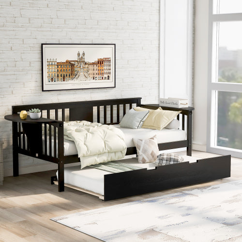 Twin Size Wooden Daybed with Twin Trundle-3 Colour Options