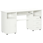 Bloom Computer Desk with Keyboard Tray and Drawers, Writing Desk, Home Office Workstation, White