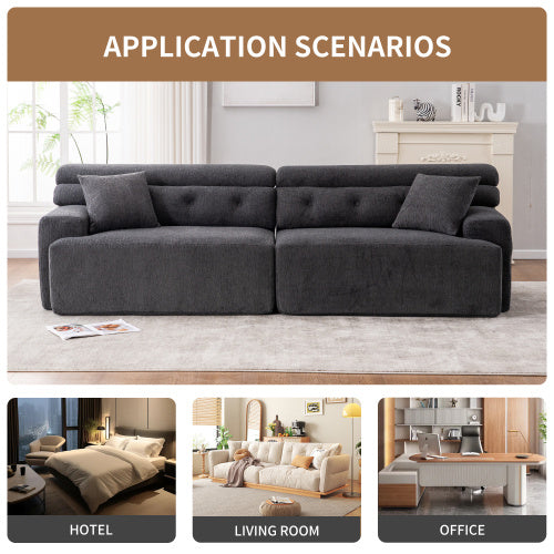 Avison Gray Compression Sofa 4-seater Combined Sofa, Wood Grain