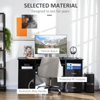 Bloom 57" Computer Desk with Drawers, Home Office Desk with Keyboard Tray, Open Shelves and Lockable Drawer-Black