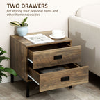 Wallace Nightstand with Storage, Retro Bedside Table, Side Table with 2 Drawers, Steel Frame for Bedroom, Coffee